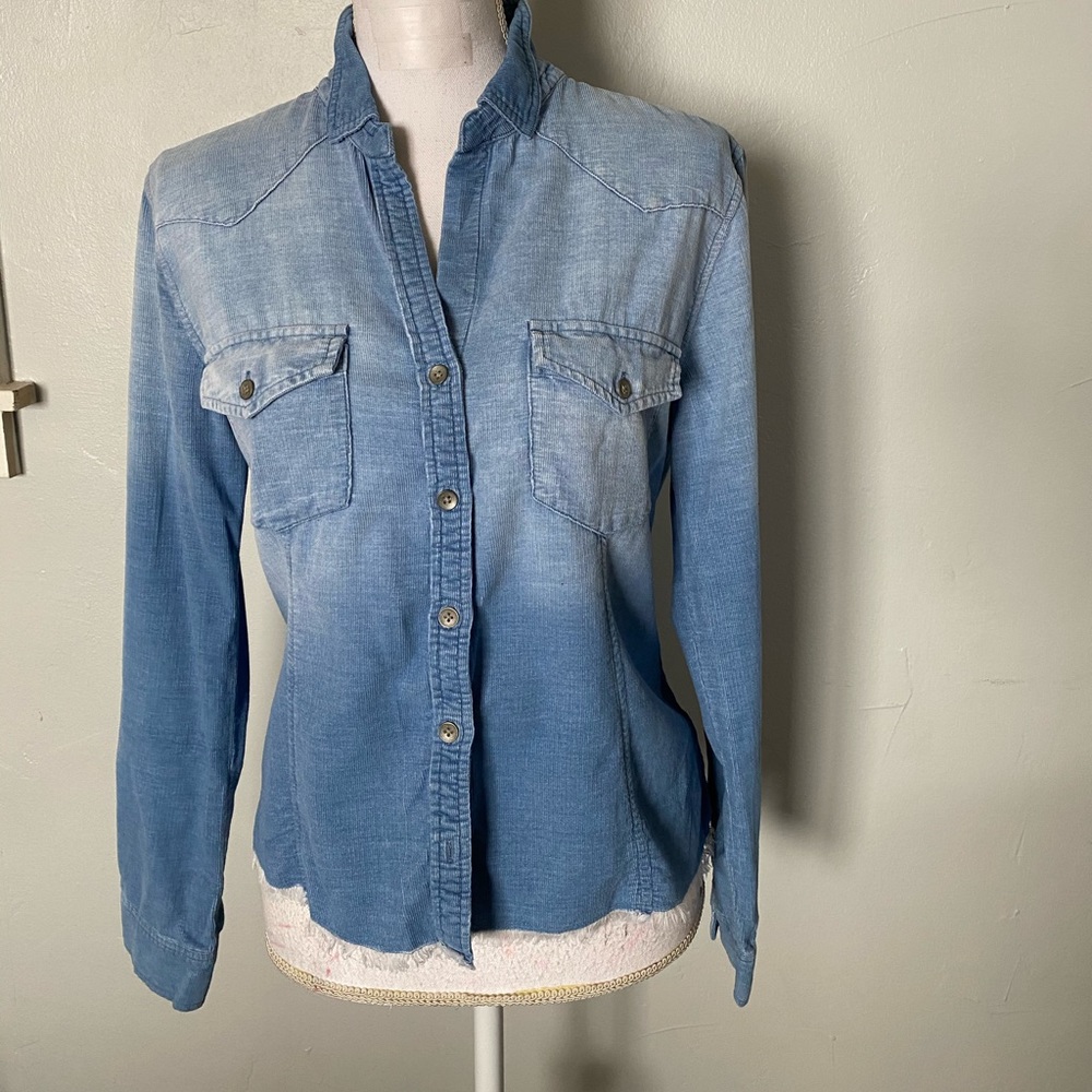 Cloth & Stone Soft Corduroy Shirt Raw Hem Size S - Picture 2 of 9